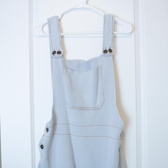 ZARA Overall Jumper Skirt Neutral Minimalist Utility Apron Mini Dress Style M - Picture 2 of 7
